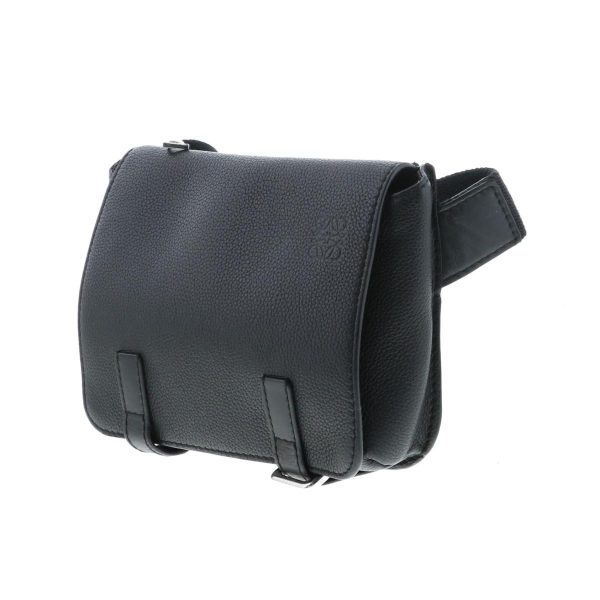 1240002019080 2 Loewe Military Bum Bag Shoulder Messenger Bag Black Leather