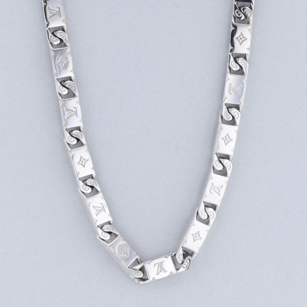 1240004028281 2 Louis Vuitton Necklace Monogram Tied Up Brand Jewelry Pendant Choker Silver