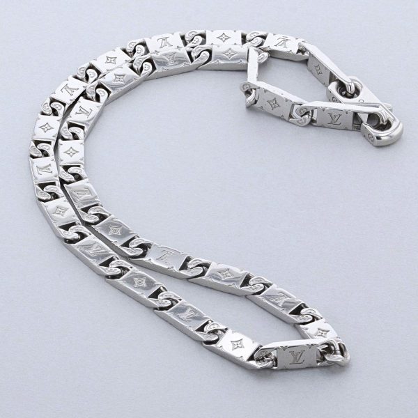 1240004028281 6 Louis Vuitton Necklace Monogram Tied Up Brand Jewelry Pendant Choker Silver