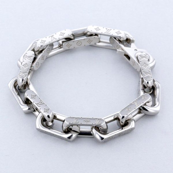 1240004029856 2 Louis Vuitton Bracelet Chain Monogram Brand Jewelry Bangle Anklet Silver