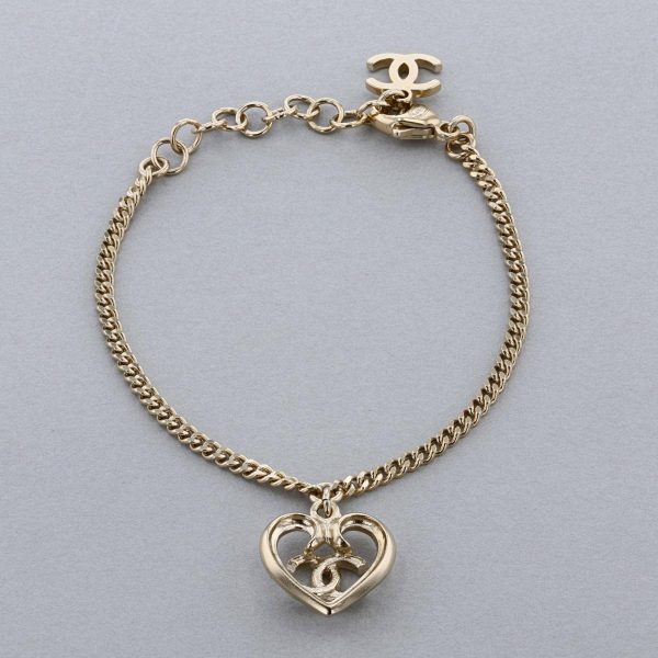 1240005027146 2 Chanel Coco Mark Heart Bracelet Brand Jewelry Bangle Anklet Gold