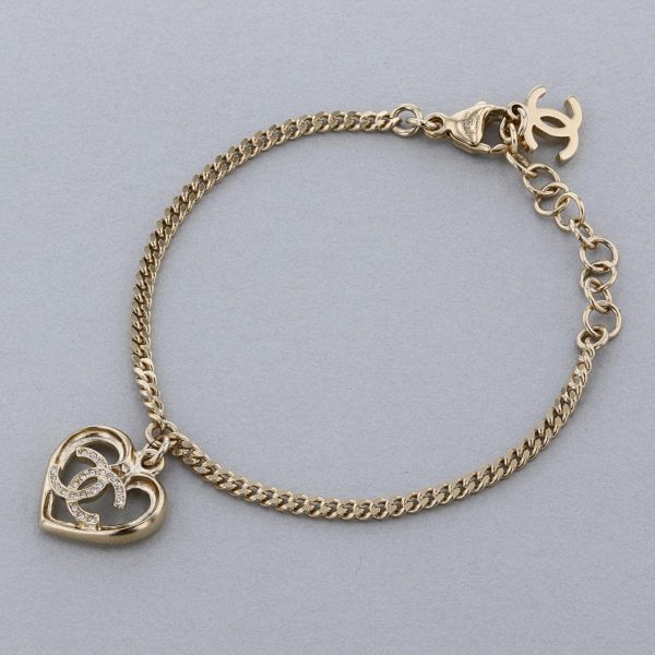 1240005027146 3 Chanel Coco Mark Heart Bracelet Brand Jewelry Bangle Anklet Gold