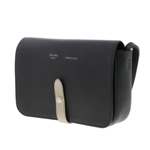 1240007024188 2 Celine Leather Strap Shoulder Messenger Bag Black