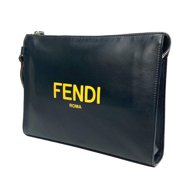 1240007024667 2 Fendi Clutch Bag Black Second Bag Pouch Leather