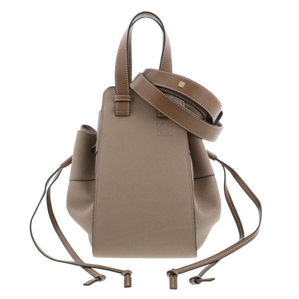 1240007026820 1 Loewe Hammock Drawstring Bag Small Shoulder Messenger Bag Beige Leather