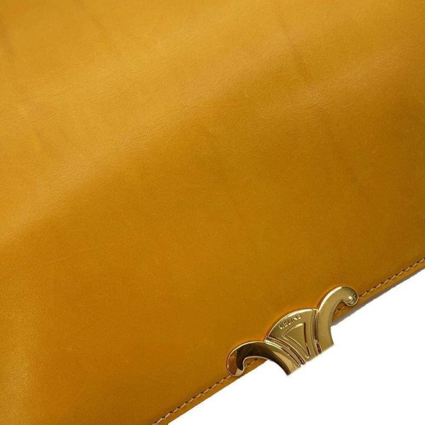 13 Celine Shoulder Bag Triomphe Medium Leather Yellow