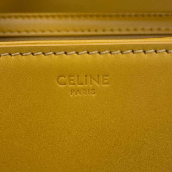14 Celine Shoulder Bag Triomphe Medium Leather Yellow