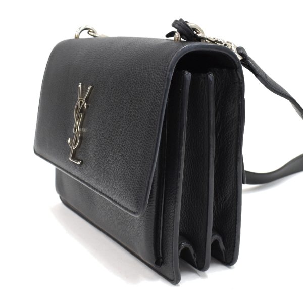 2 Saint Laurent Medium Shoulder Bag Clutch Bag Leather Black