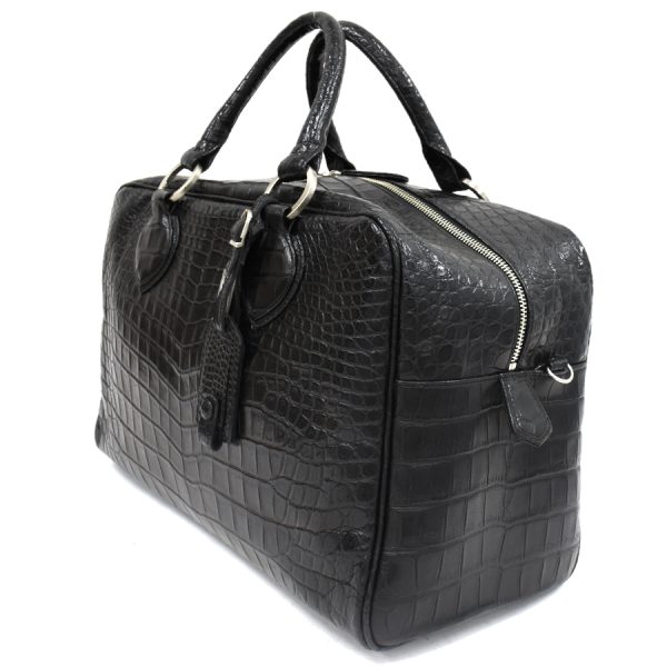 2 Zao Jra Boston Bag Handbag Crocodile Leather Black