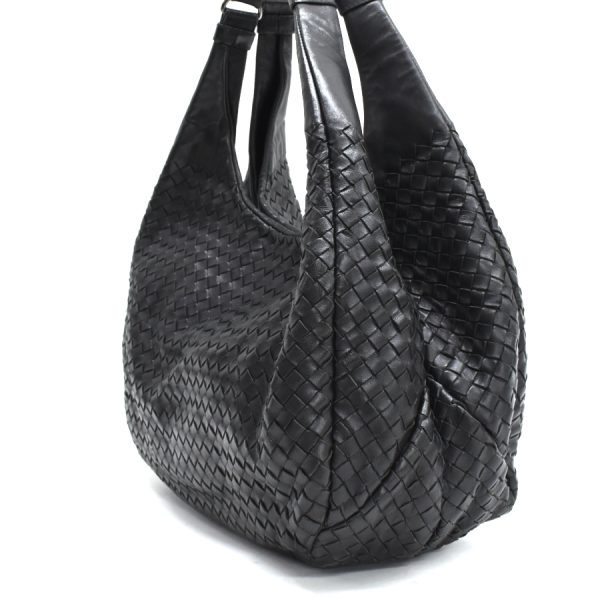 2 Bottega Veneta Campana Handbag Intrecciato Leather Black