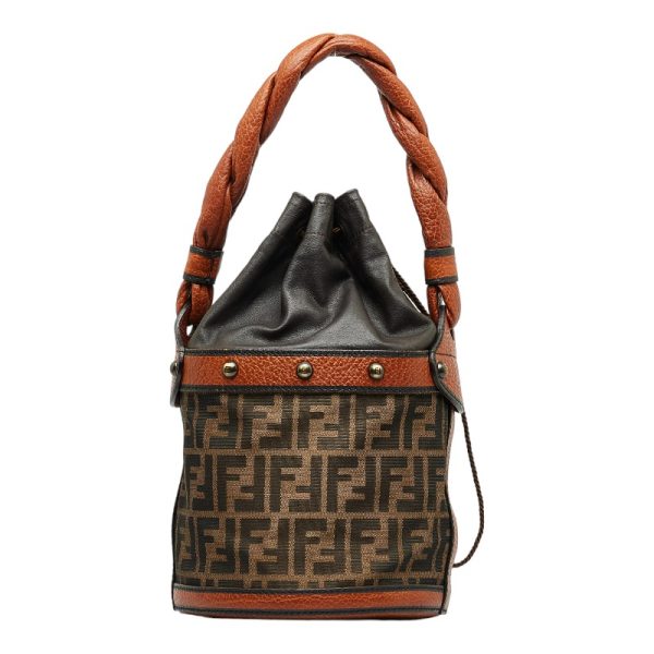 2 Fendi Zucca Bucket Handbag Shoulder Bag BrownBlack