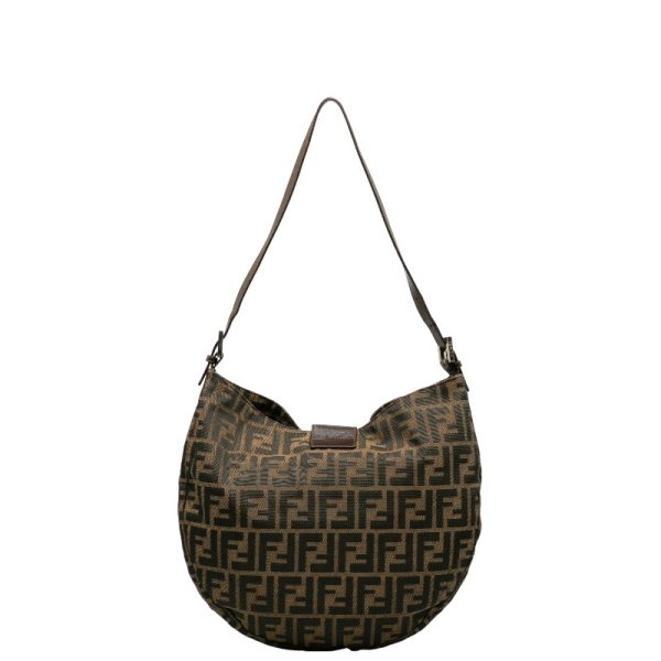 2 Fendi Zucca Half Moon Shoulder Shoulder Bag Brown