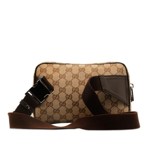 2 Gucci GG Canvas Body Bag Waist Bag BeigeBrown