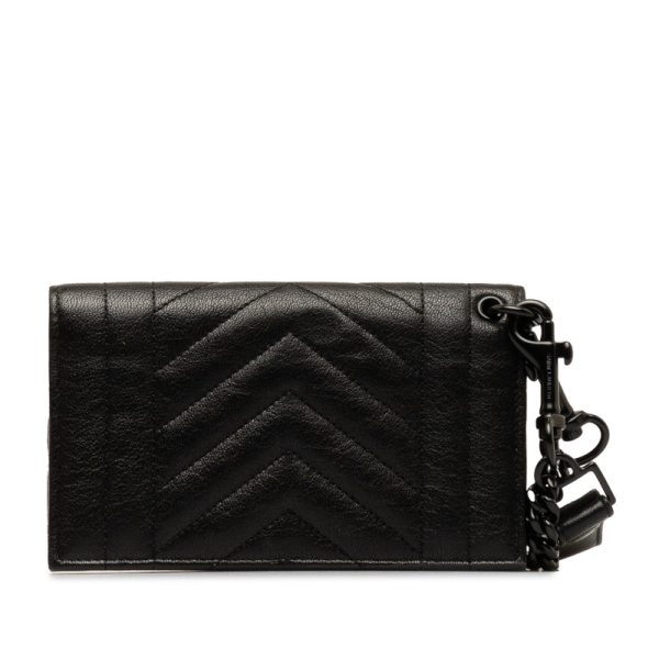 2 Saint Laurent Stitch Shoulder Bag Chain Wallet Black