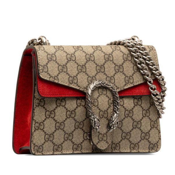 2 Gucci GG Supreme Crossbody Chain Shoulder Bag Beige Red