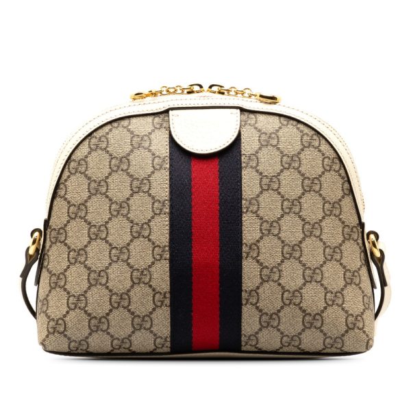 2 Gucci Ophidia GG Supreme Sherry Line Shoulder Bag White Red