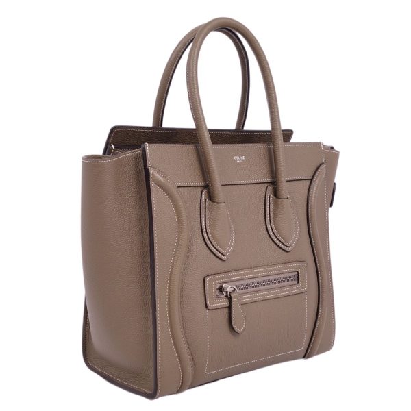 2 Celine Handbag Micro Luggage Calf Leather Gray