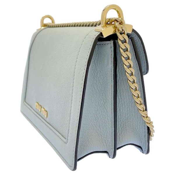 2 Miu Miu Chain Shoulder Bag Leather Light Blue