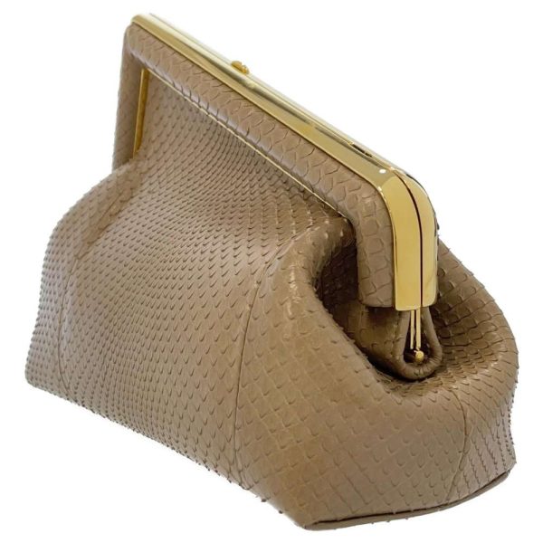 2 Fendi Shoulder Bag Small Python Clutch Bag Beige