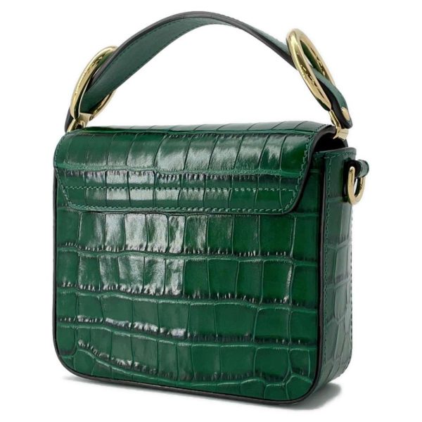 2 Chloe Handbag Embossed Pochette 2way Shoulder Bag Green