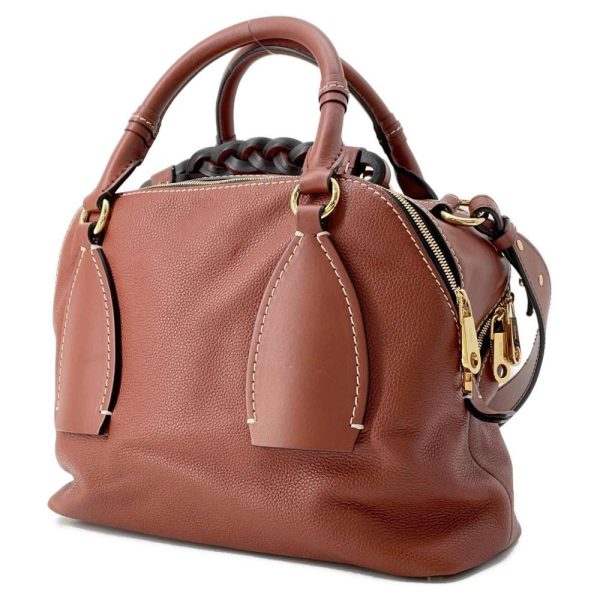 2 Chloe Handbag Dahlia Medium Leather Shoulder Bag Brown