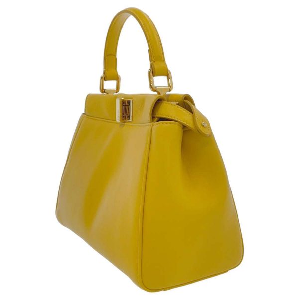 2 Fendi Handbag Mini Peekaboo Leather Yellow