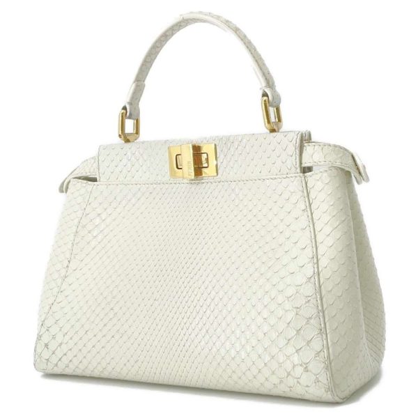 2 Fendi Handbag Mini Python 2way Shoulder Bag White