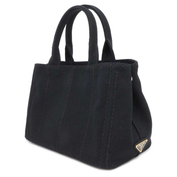 2 Prada Tote Bag Canapa 2way Denim Canvas Shoulder Bag Black