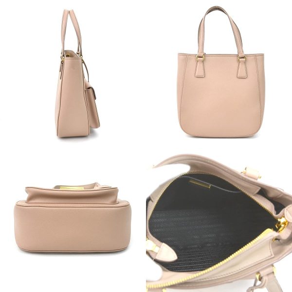 2 Prada Handbag Crossbody Shoulder Bag Leather PinkBeige