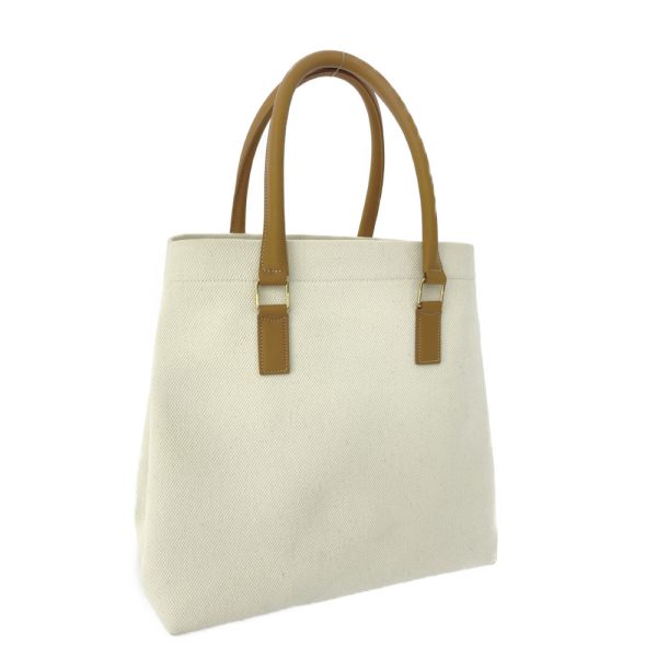 2 Celine Horizontal Cabas Logo Leather Tote Bag WhiteBrown