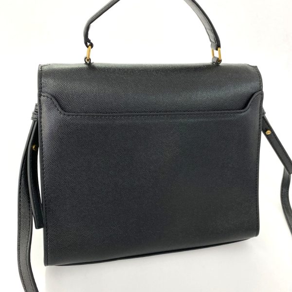 2 Saint Laurent Paris Cassandra Top Shoulder Bag Calfskin Leather Black