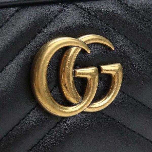 2 Gucci Shoulder Bag Quilted Chevron Leather Black