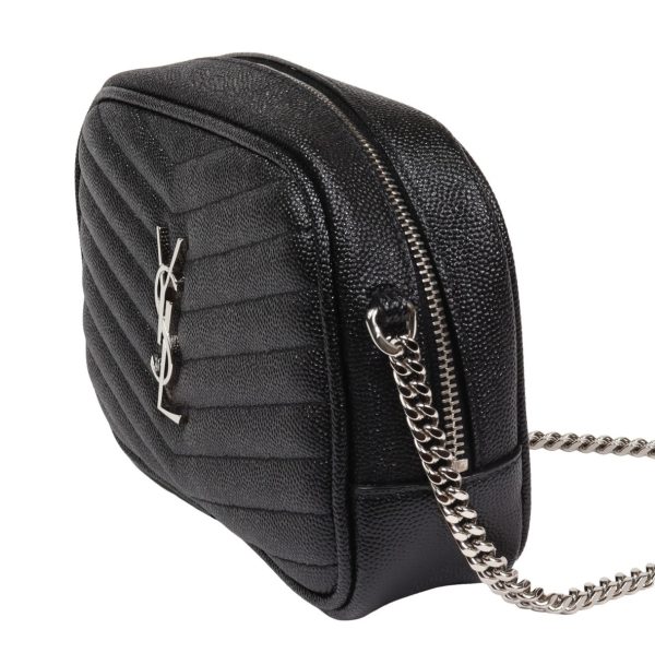 2 Saint Laurent Paris Mini Chain Shoulder Bag Leather Black