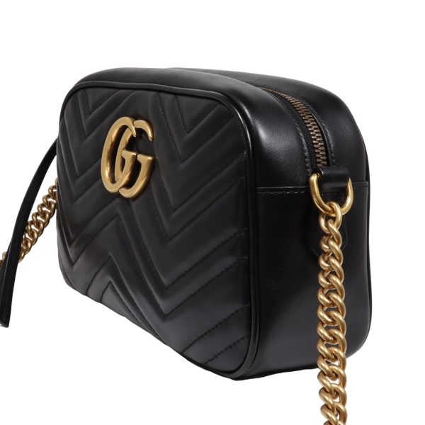 2 Gucci GG Marmont Small Chain Shoulder Bag Leather Black