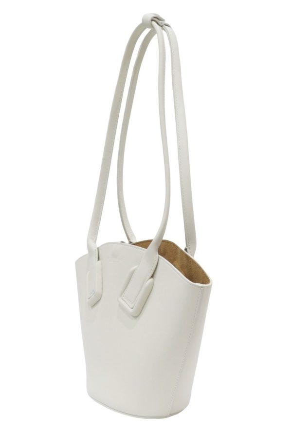 2 Bottega Veneta Small Basket Tote Bag Calf Leather White