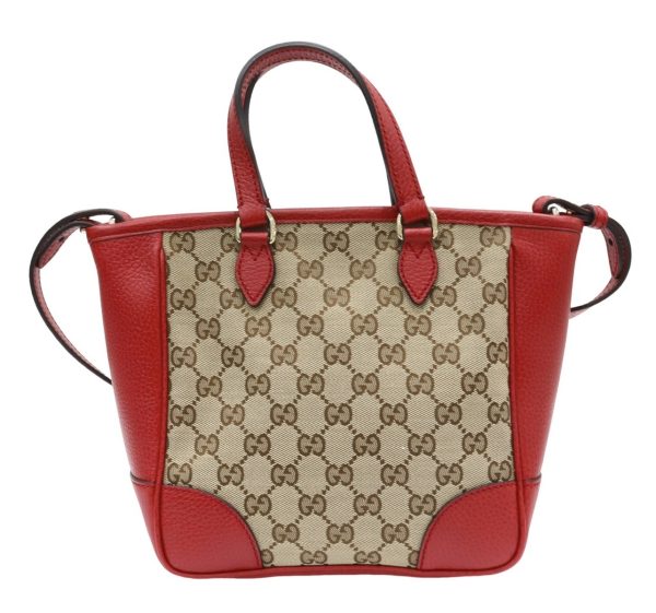 2 Gucci GG Canvas Handbag Leather Red Brown