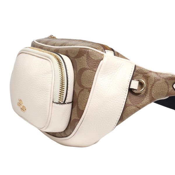 2 Coach Signature Waist Bag Leather KhakiWhite