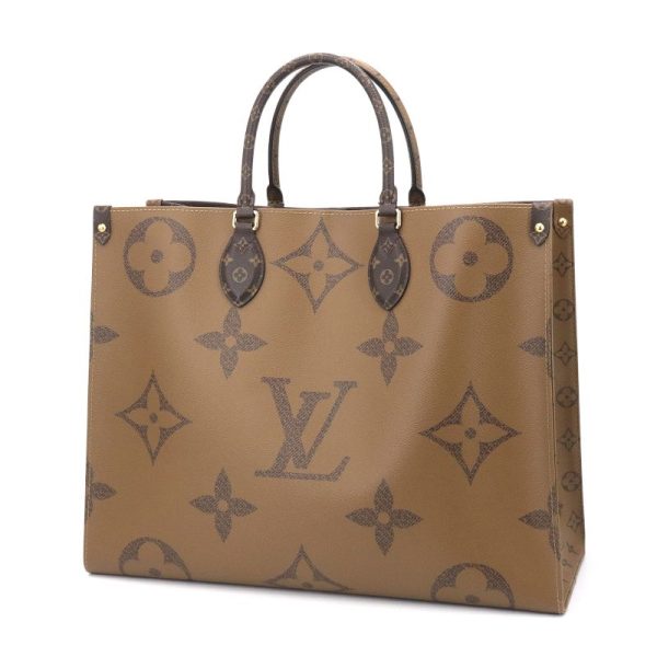 2 Louis Vuitton On the Go GM Giant Monogram Reverse Tote Bag Brown