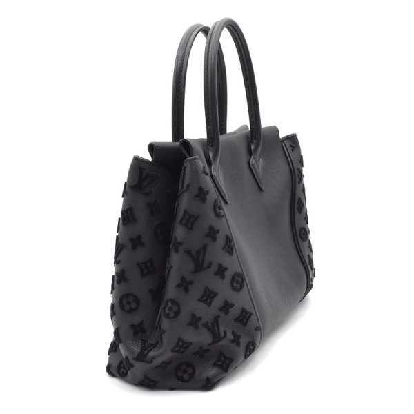 2 Louis Vuitton Tote W PM Calf Leather Tote Bag Noir Black
