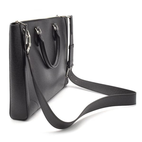 2 Louis Vuitton Slim Briefcase Taiga Leather Handbag Noir Black