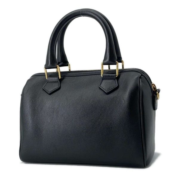 2 Celine 2 Way Handbag Triomphe Small Boston Cuir Black