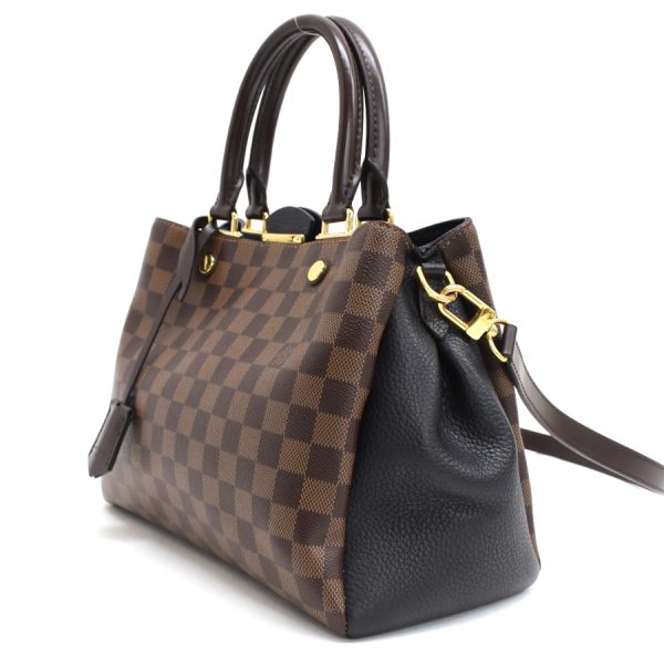 2 Louis Vuitton Brittany 2way Handbag Shoulder Damier Ebene Brown