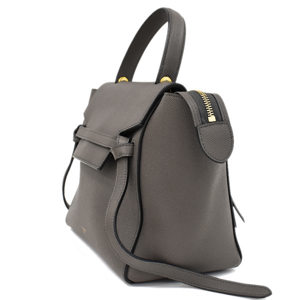 2 Celine Micro Belt Bag 2way Handbag Shoulder Bag Leather Charcoal Gray
