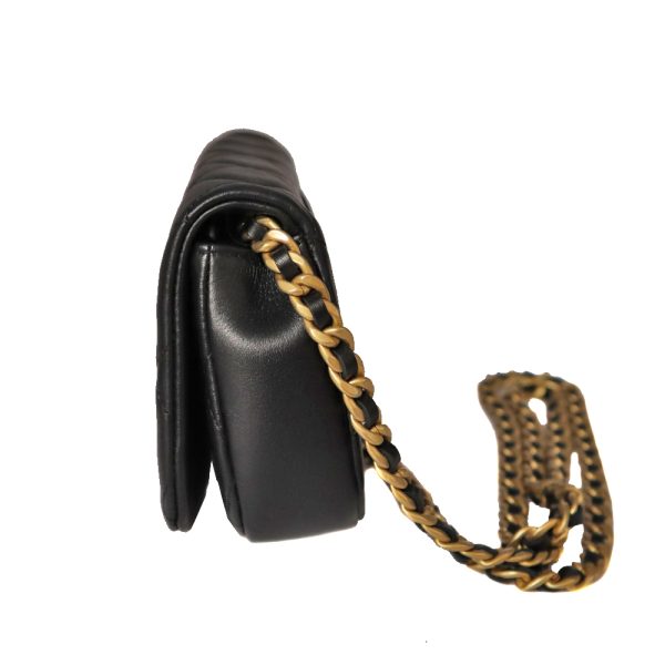 21 4893 3 CHANEL Chain Clutch Calf Leather Shoulder Bag Black
