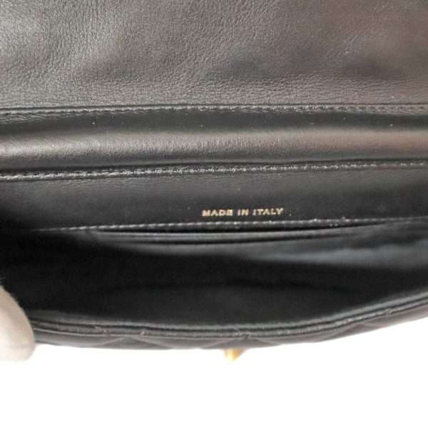 21 4893 6 CHANEL Chain Clutch Calf Leather Shoulder Bag Black