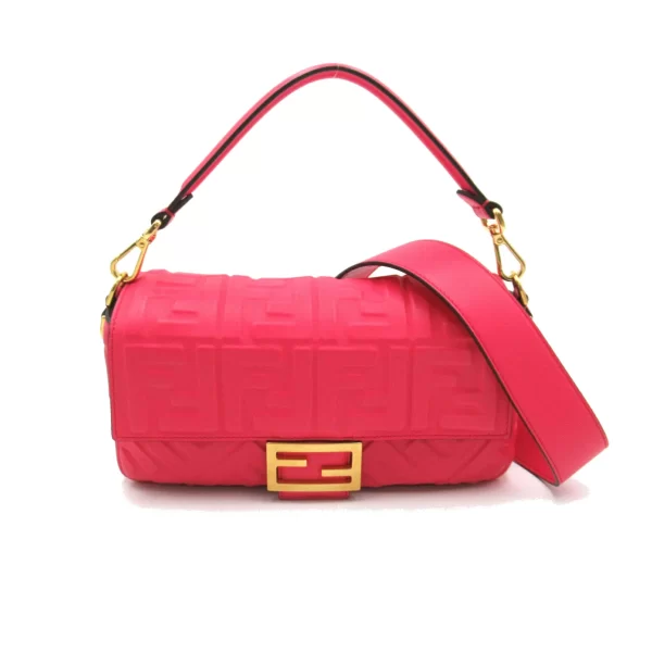 2101217627290 1 FENDI Baguette Nappa Leather Shoulder Bag Pink