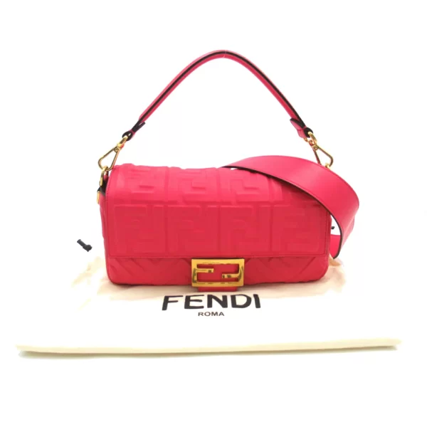 2101217627290 6 FENDI Baguette Nappa Leather Shoulder Bag Pink