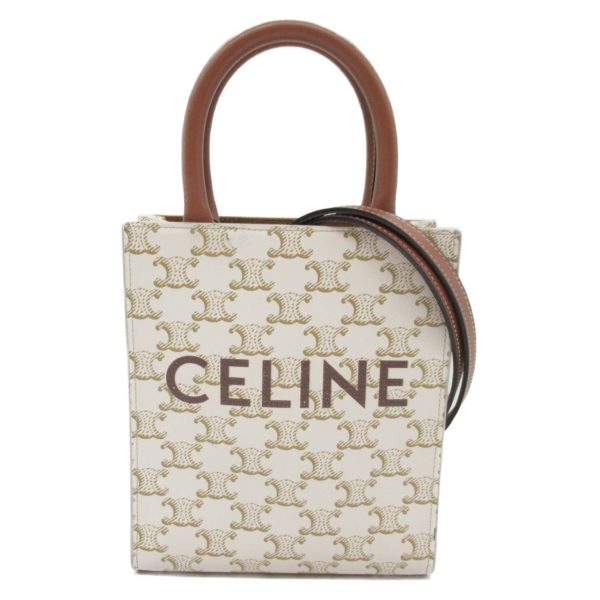 2101217763288 1 Celine Vertical Cabas Shoulder Bag Canvas White Brown