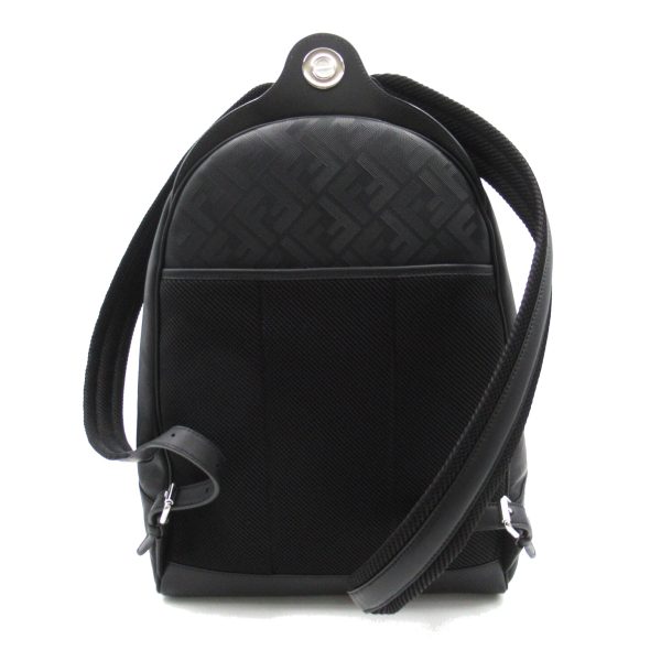 2101217766821 2 FENDI Chiodo Shadow Diagonal Rucksack Backpack Leather Black