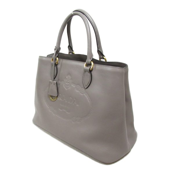 2101217808286 4 PRADA 2 Way Tote Bag Leather Womens Gray